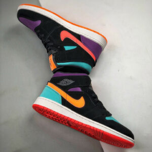 Air Jordan 1 Mid Multi-Color Black Total Orange On Sale