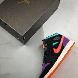 Air Jordan 1 Mid Multi-Color Black Total Orange On Sale