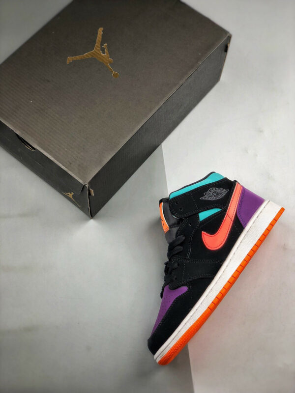 Air Jordan 1 Mid Multi-Color Black Total Orange On Sale