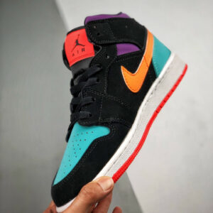 Air Jordan 1 Mid Multi-Color Black Total Orange On Sale