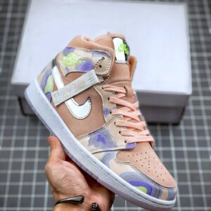 Air Jordan 1 Mid Pherspective Washed Coral Chrome Light Whistle For Sale