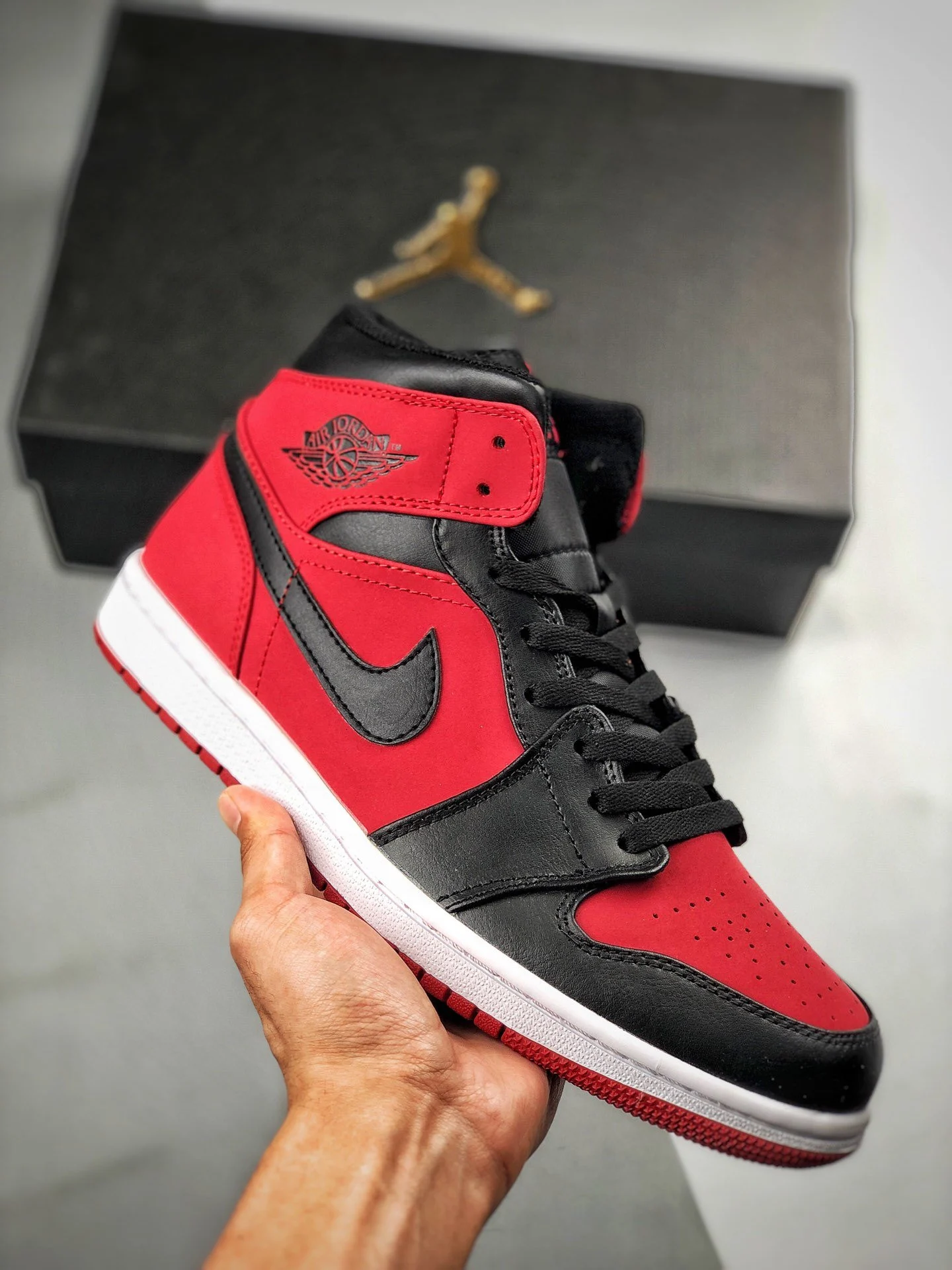 Air Jordan 1 Mid Bred Gym Red Black-White On Sale