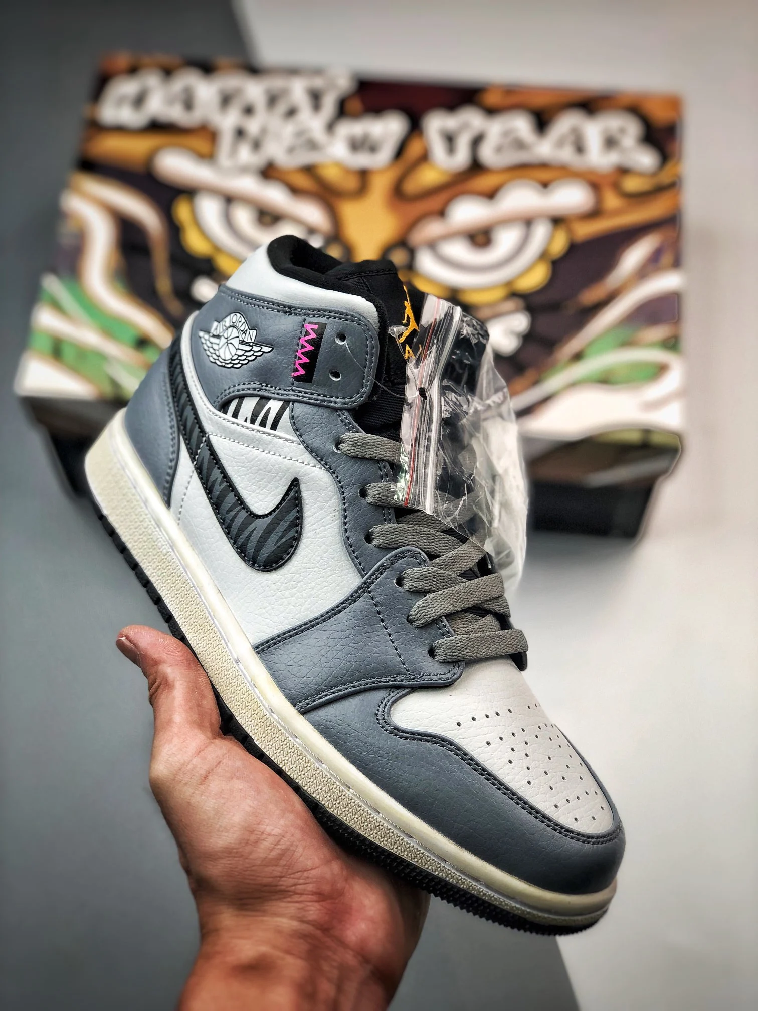 Air Jordan 1 Mid Cool Grey White-Black For Sale