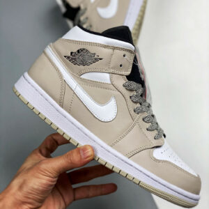 Air Jordan 1 Mid Desert Sand Black White 554724-047 For Sale