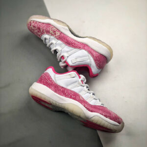 Air Jordan 11 Low WMNS Pink Snakeskin White Watermelon-Black