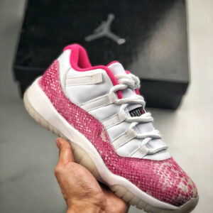 Air Jordan 11 Low WMNS Pink Snakeskin White Watermelon-Black