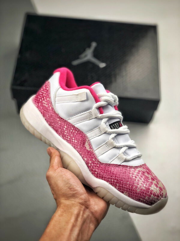 Air Jordan 11 Low WMNS Pink Snakeskin White Watermelon-Black