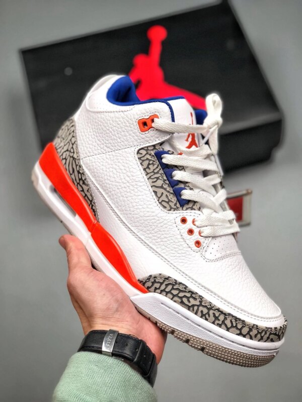 Air Jordan 3 Knicks White Old Royal-University Orange-Tech Grey For Sale