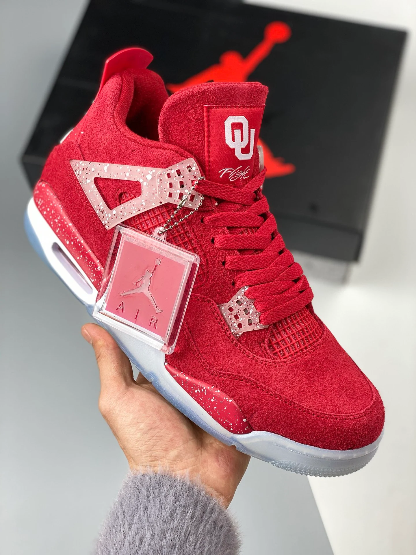 Air Jordan 4 Oklahoma Sooners PE Red Suede For Sale