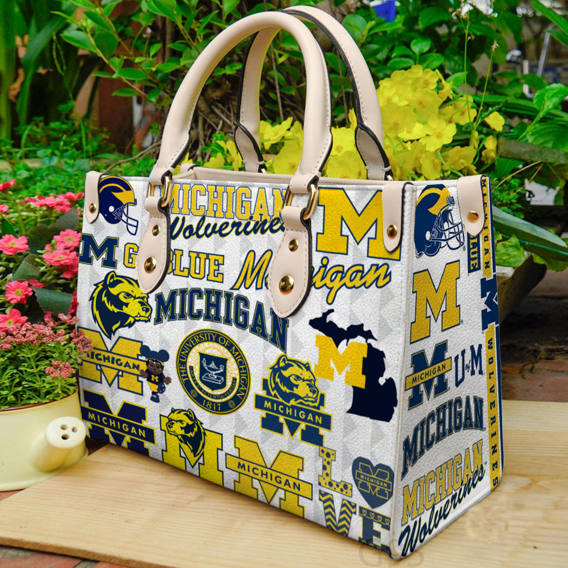 Michigan Wolverines Women Leather Hand Bag