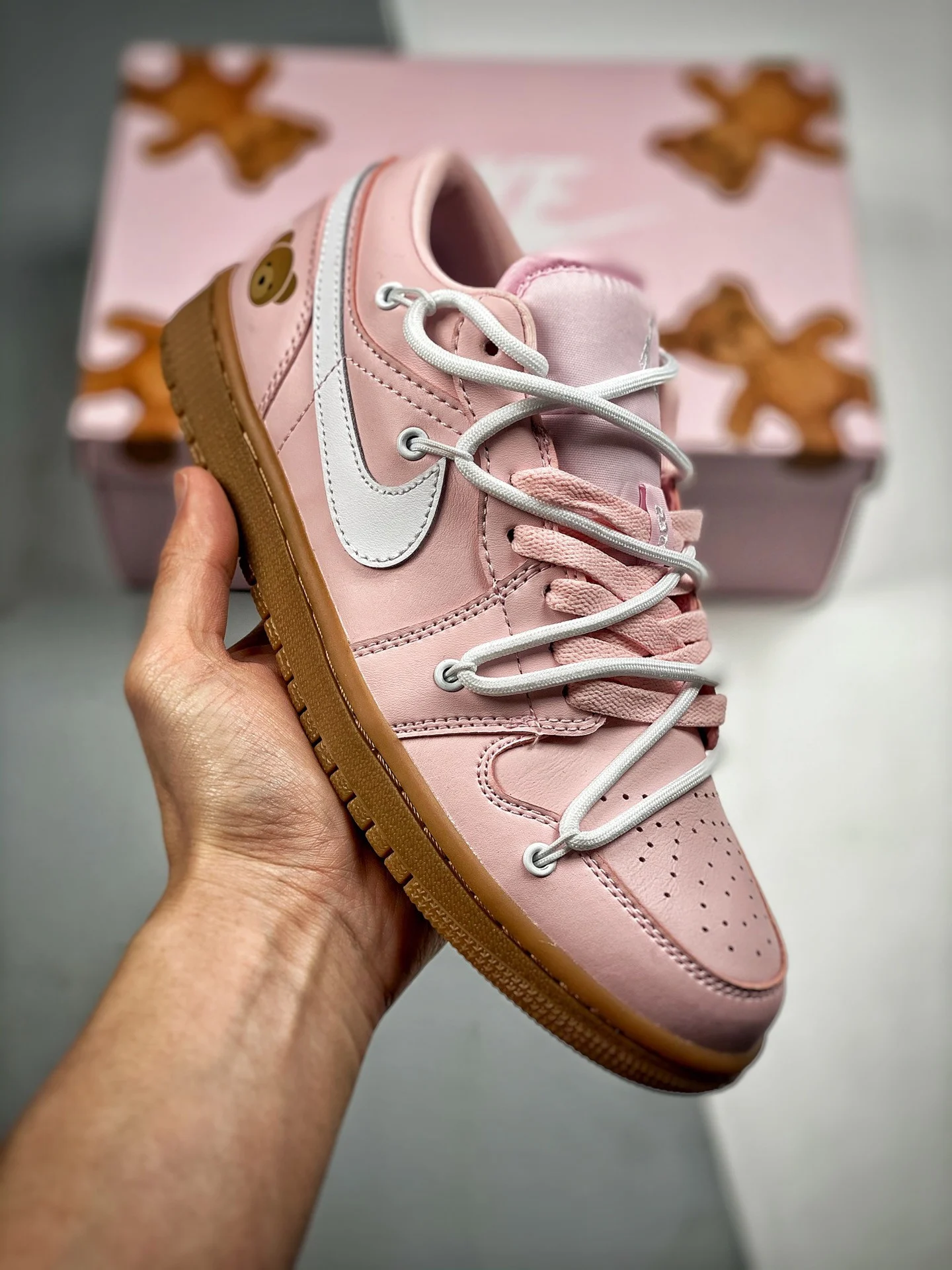 Custom Air Jordan 1 Low Arctic Pink White-Gum Light Brown For Sale