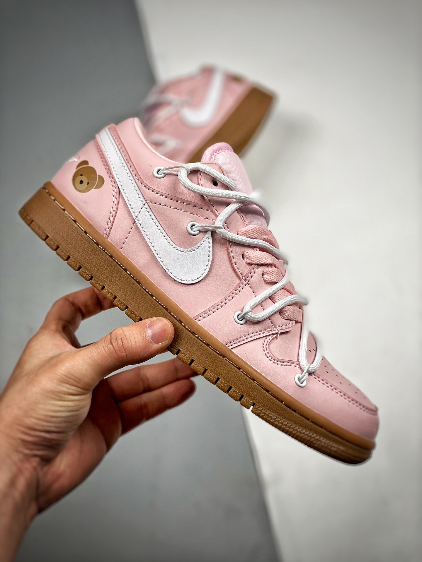 Custom Air Jordan 1 Low Arctic Pink White-Gum Light Brown For Sale