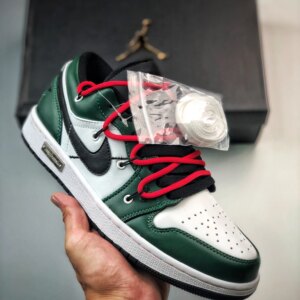 Custom Air Jordan 1 Low Pine Green White Black For Sale