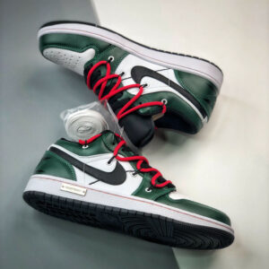 Custom Air Jordan 1 Low Pine Green White Black For Sale