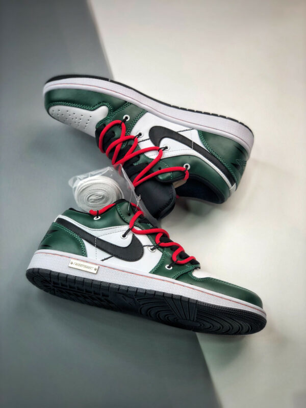 Custom Air Jordan 1 Low Pine Green White Black For Sale