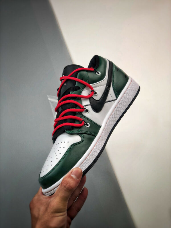 Custom Air Jordan 1 Low Pine Green White Black For Sale