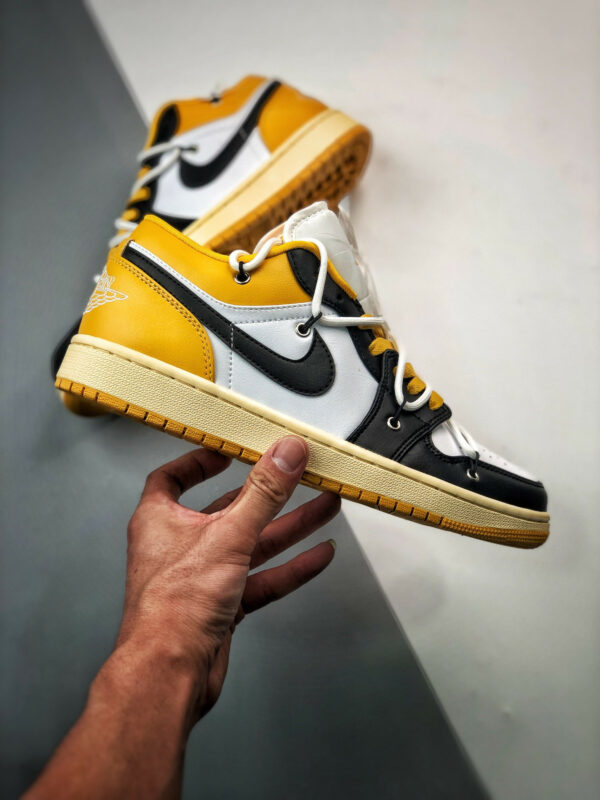 Custom Air Jordan 1 Low White Black Yellow For Sale