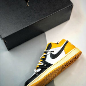 Custom Air Jordan 1 Low White Black Yellow For Sale