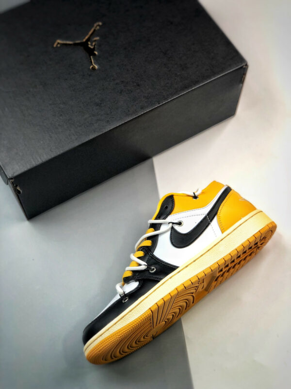 Custom Air Jordan 1 Low White Black Yellow For Sale