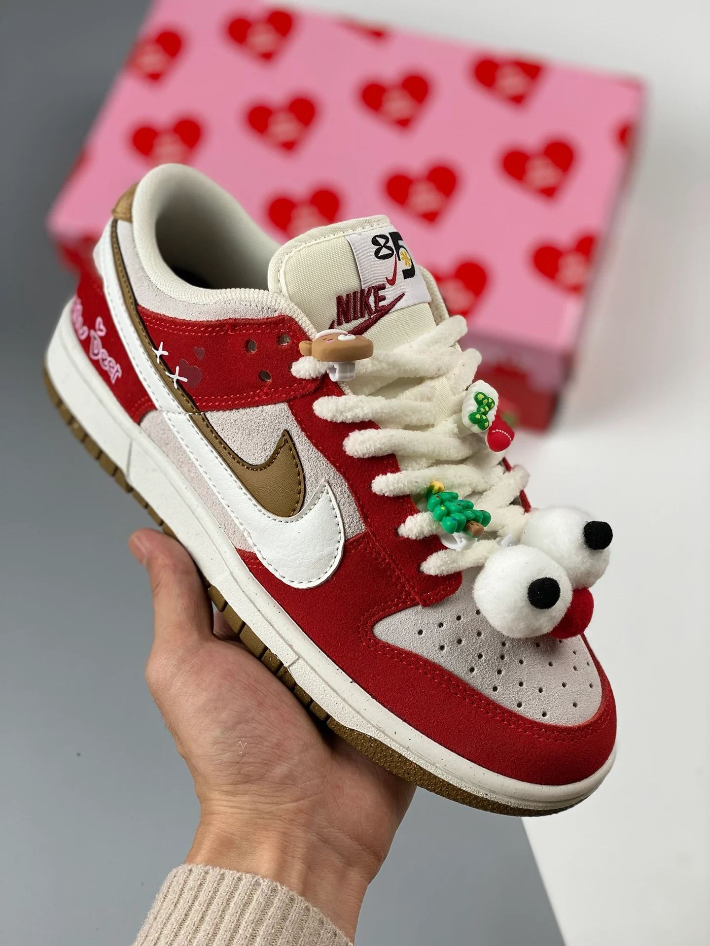 Custom Nike Dunk Low Christmas Red White For Sale