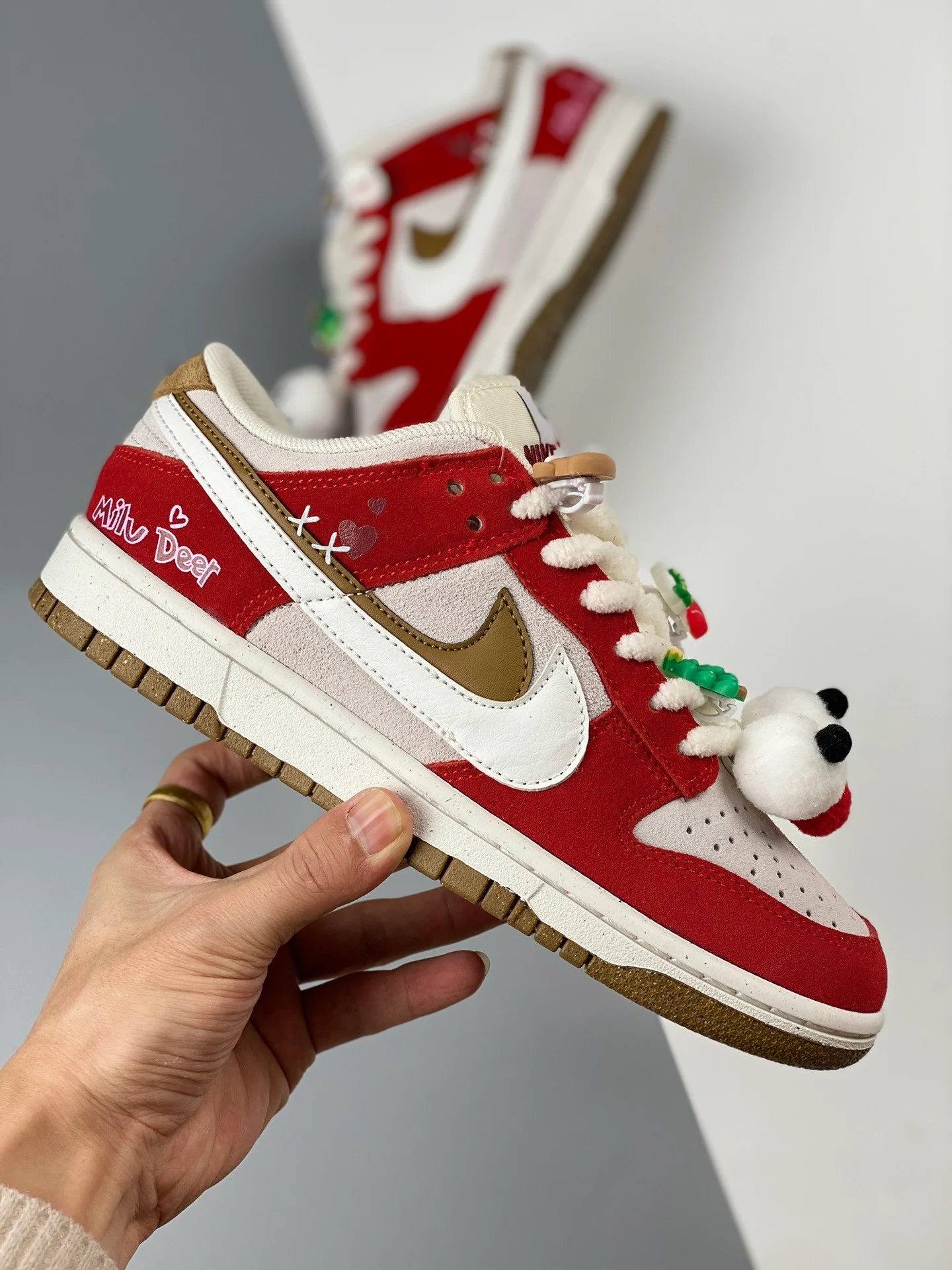 Custom Nike Dunk Low Christmas Red White For Sale