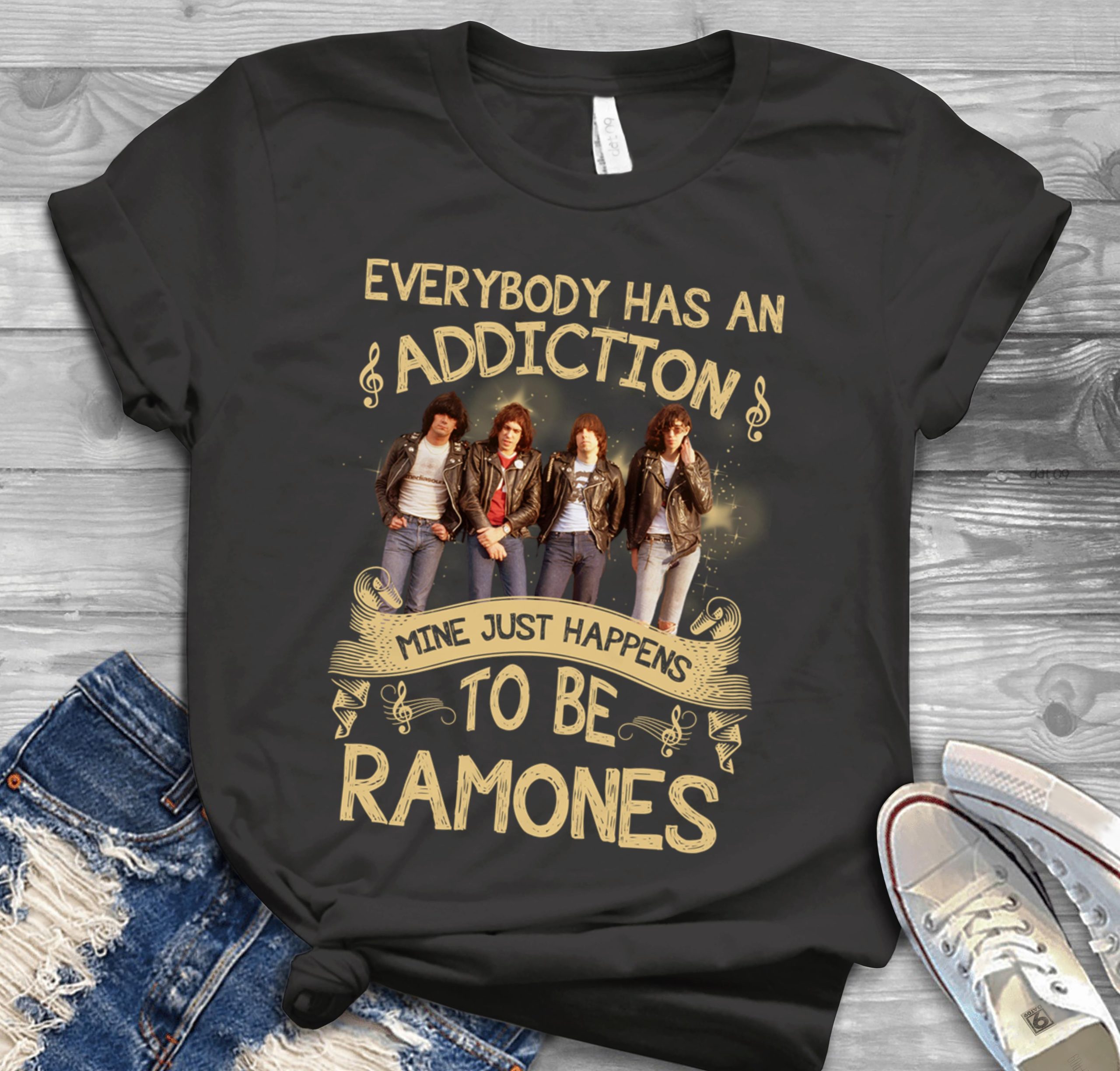 Everybody Has An Addiction Mine Just Happens To Be Ramones Scaled T Shirt