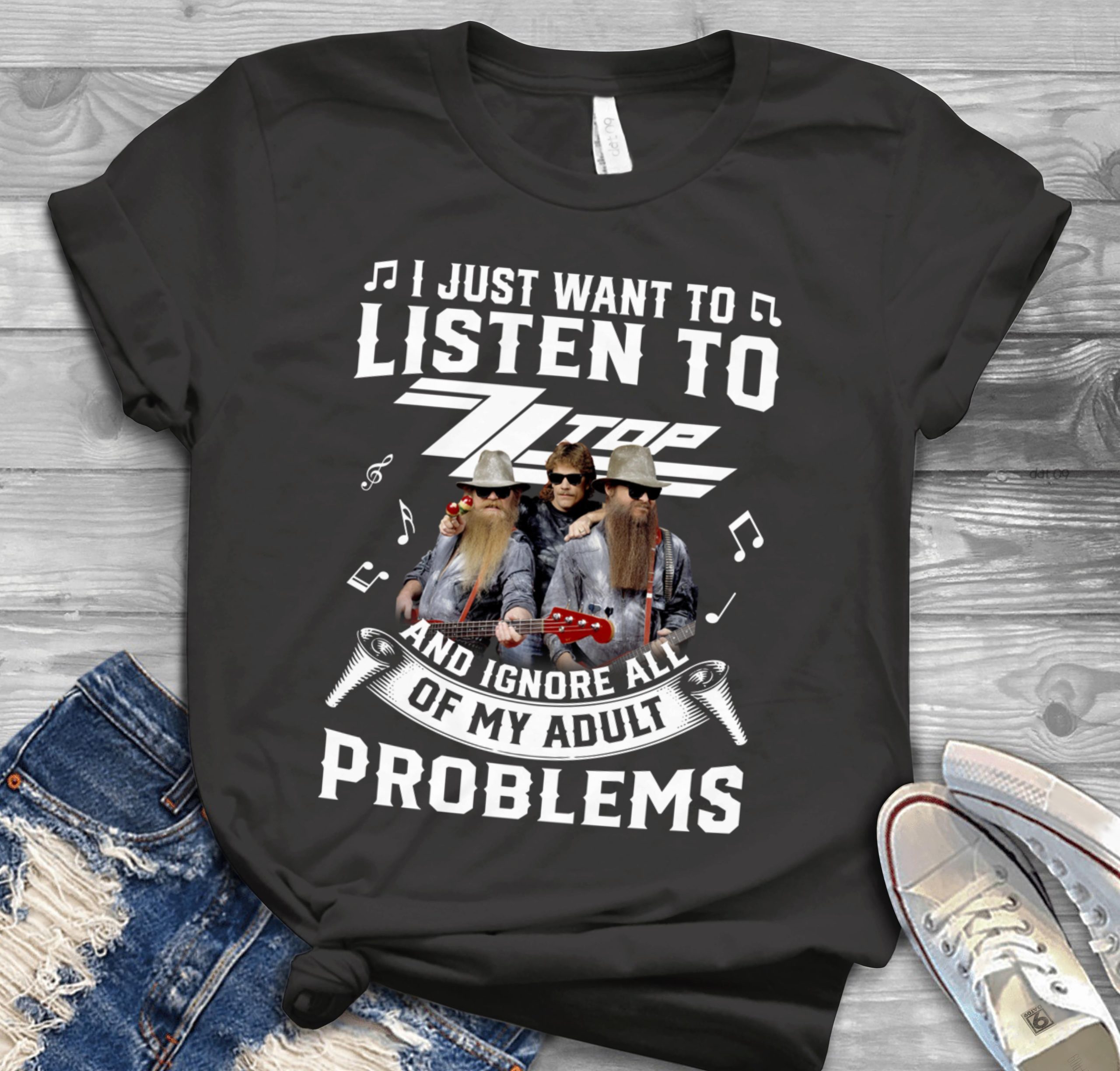 I Just Want To Listen To Zz Topand Ignore All Of My Adult Problems Scaled T Shirt