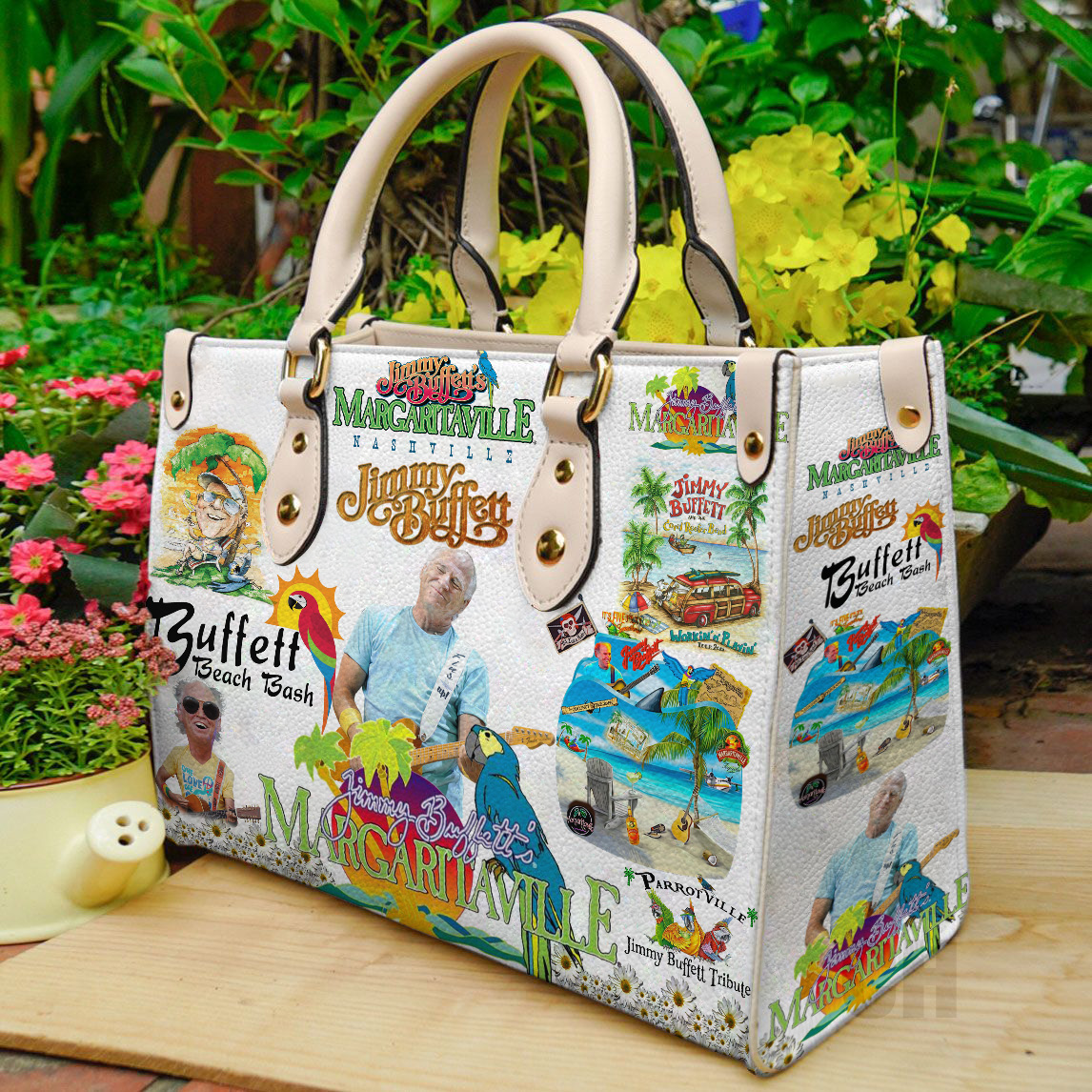 Jimmy Buffett Beach Women Leather Hand Bag