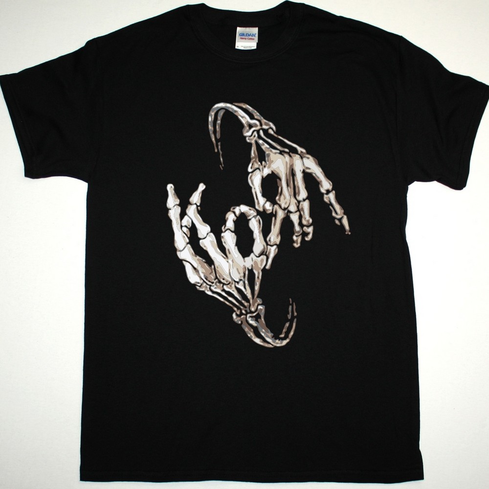 Korn Skeleton Fingers Logo New Black T Shirt