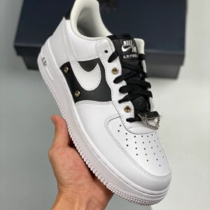 Nike Air Force 1 Low Snap Button Bling Black White For Sale