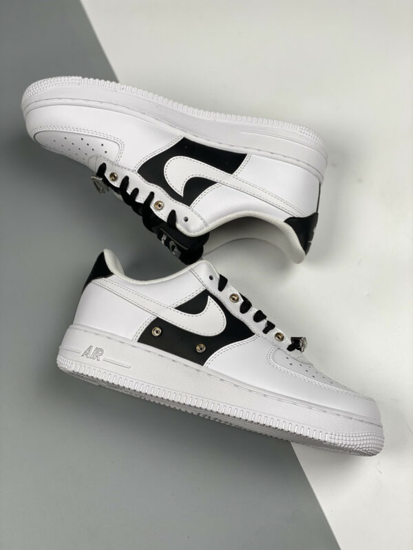 Nike Air Force 1 Low Snap Button Bling Black White For Sale