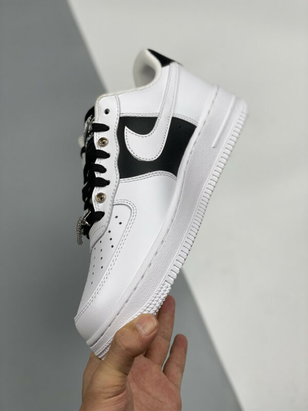 Nike Air Force 1 Low Snap Button Bling Black White For Sale