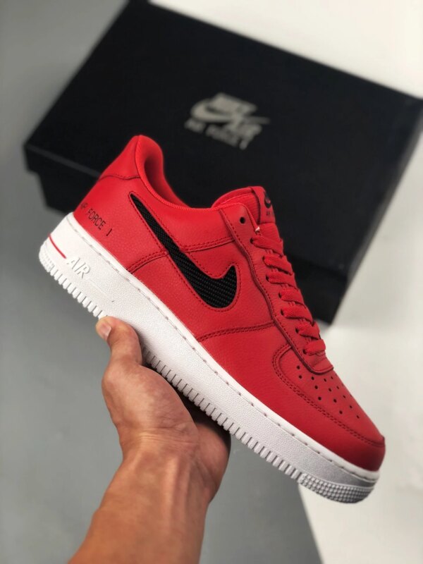 Nike Air Force 1 Red With Cut-Out Swooshes For Sale