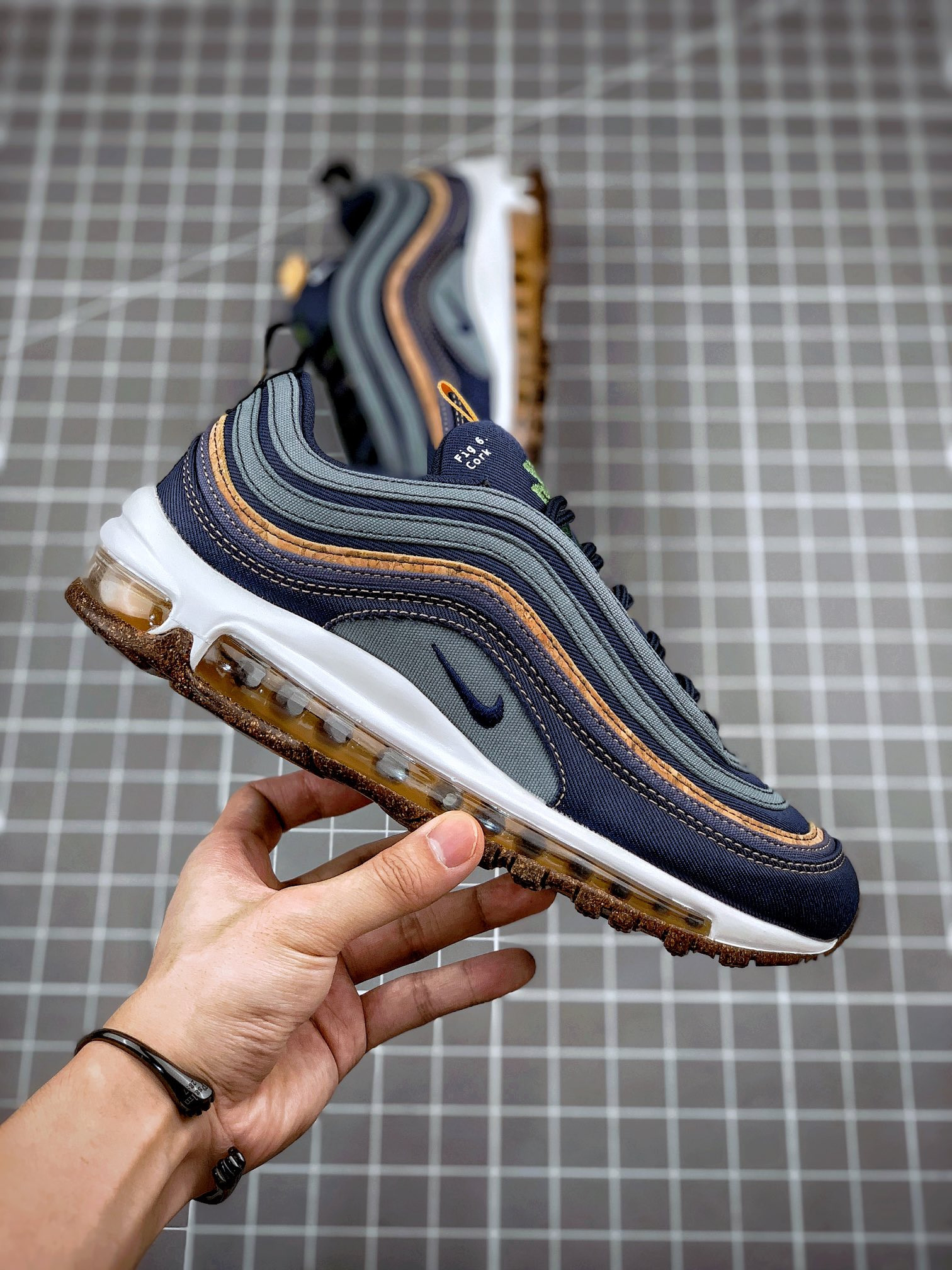 Nike Air Max 97 Cork Hasta Obsidian Thunder Blue Bucktan White Wheat For Sale