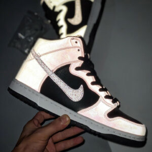 Nike Dunk Hi Premium SP White Black-Reflect Silver For Sale