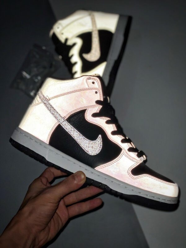 Nike Dunk Hi Premium SP White Black-Reflect Silver For Sale