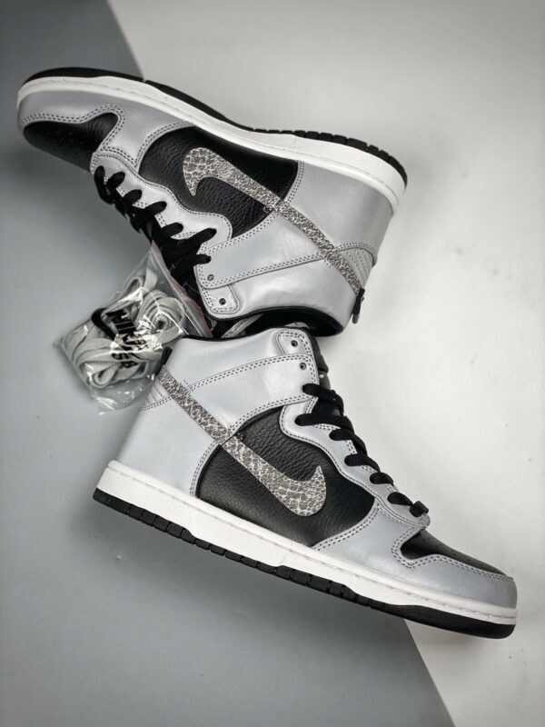 Nike Dunk Hi Premium SP White Black-Reflect Silver For Sale