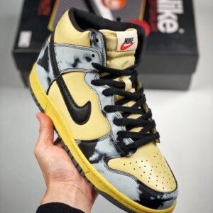 Nike Dunk High 1985 Black Acid Wash Lemon Drop Black-Saturn Gold For Sale