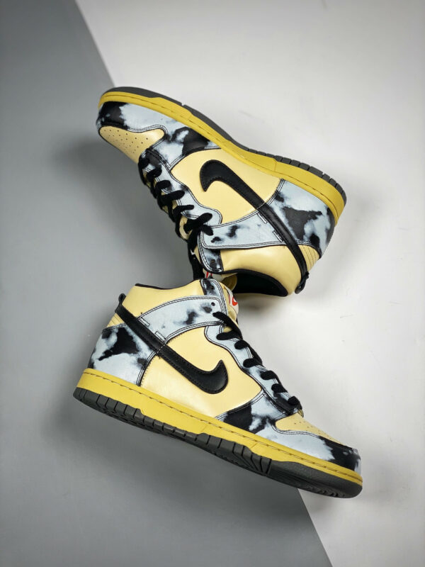 Nike Dunk High 1985 Black Acid Wash Lemon Drop Black-Saturn Gold For Sale