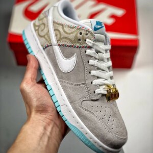 Nike Dunk Low Barber Shop Grey White-Red-Blue DH7614-500 For Sale