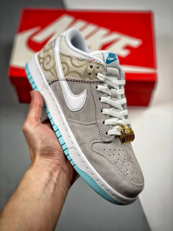 Nike Dunk Low Barber Shop Grey White-Red-Blue DH7614-500 For Sale