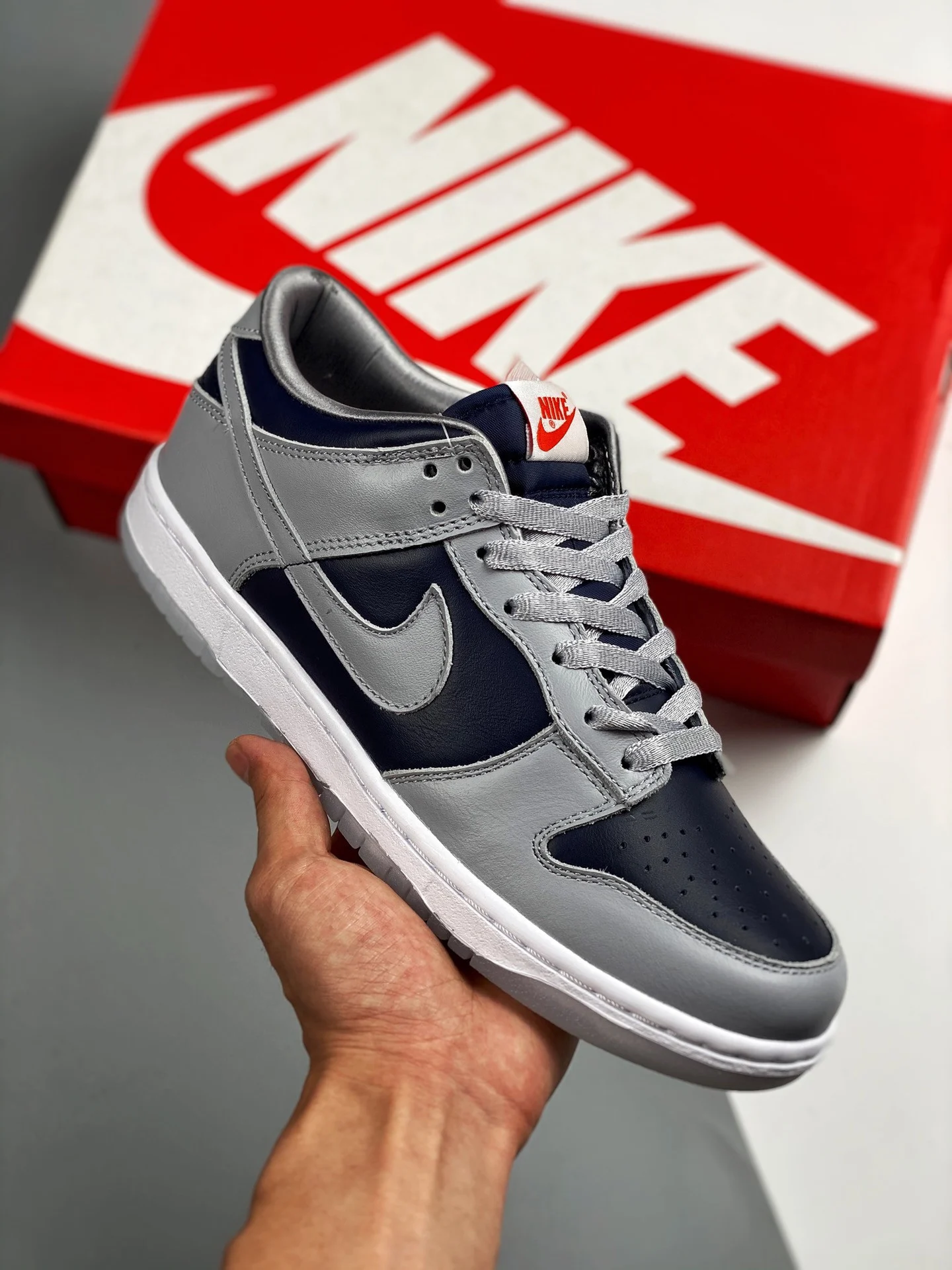 Nike Dunk Low College Navy Wolf Grey-University Red For Sale