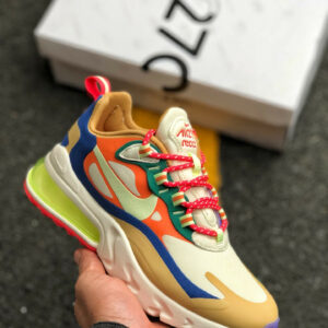 Nike Wmns Air Max 270 React Desert Sand Volt Blue For Sale