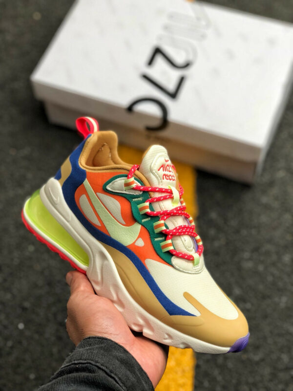 Nike Wmns Air Max 270 React Desert Sand Volt Blue For Sale