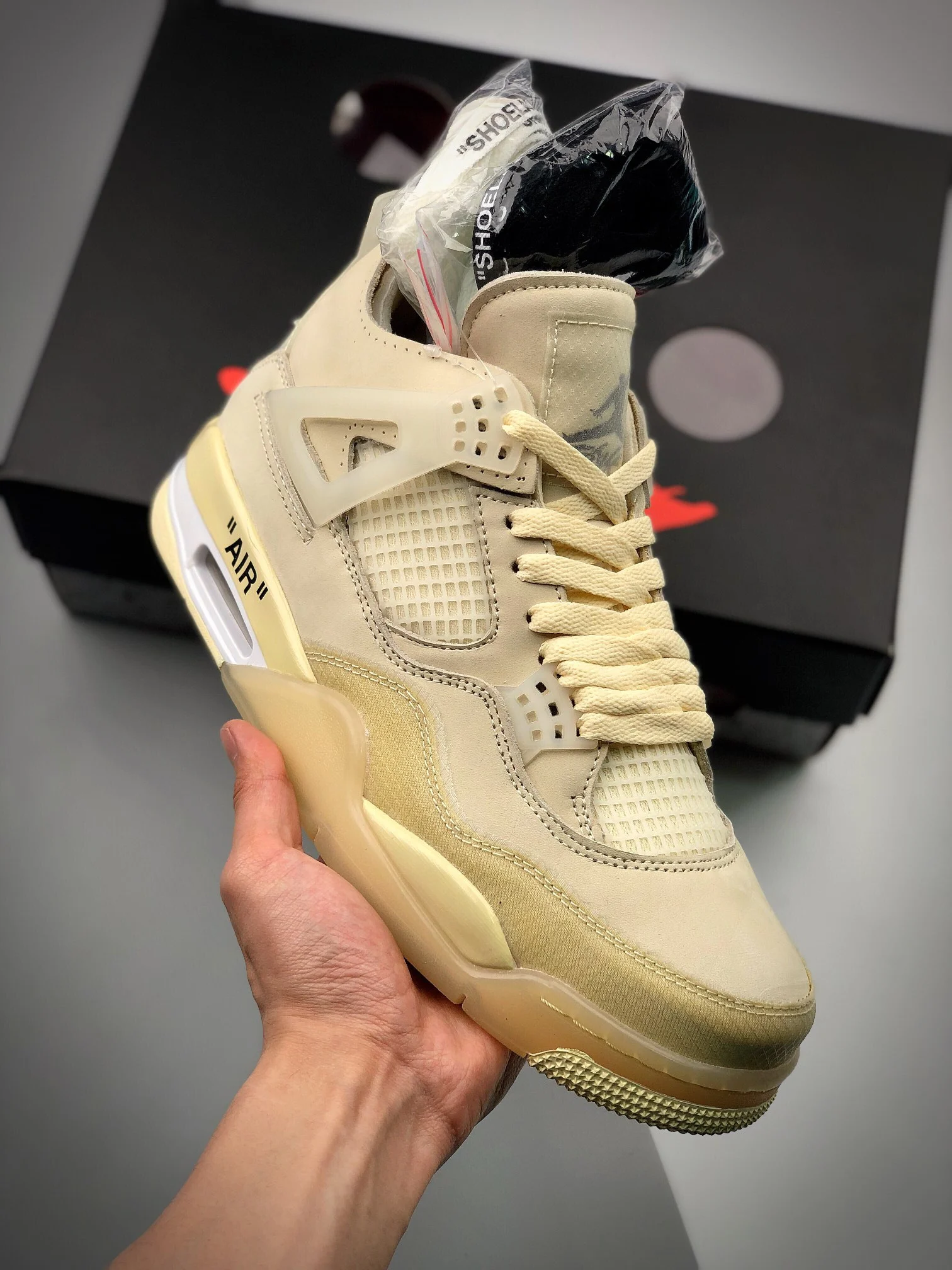 Off-White x Air Jordan 4 Sail Muslin-White-Black On Sale