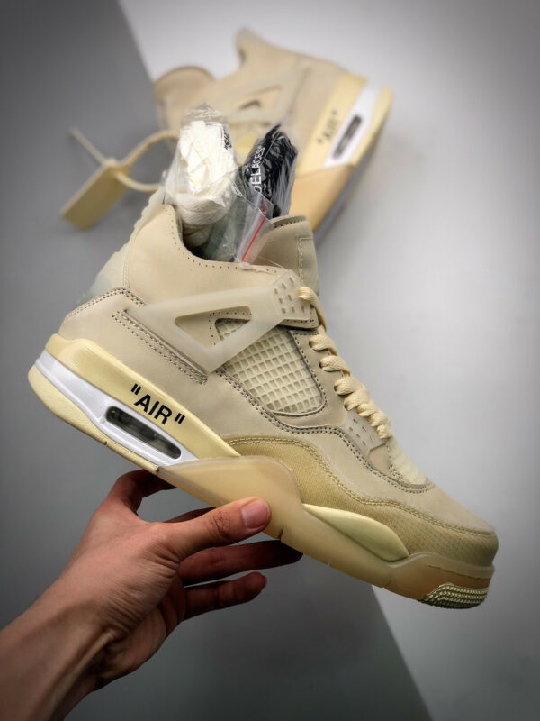 Off-White x Air Jordan 4 Sail Muslin-White-Black On Sale