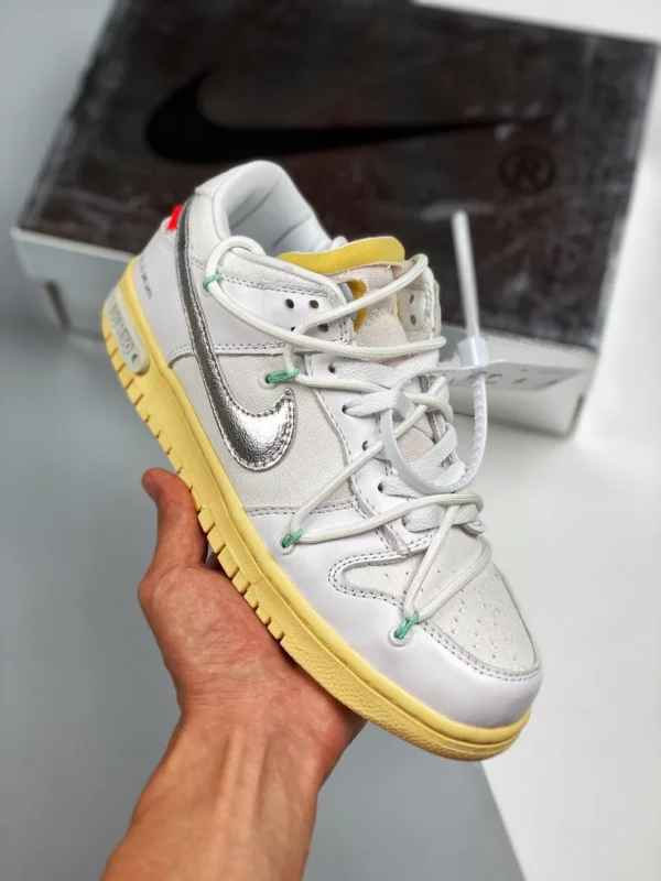 Off-White x Nike Dunk Low 01 of 50 White Silver Gum For Sale