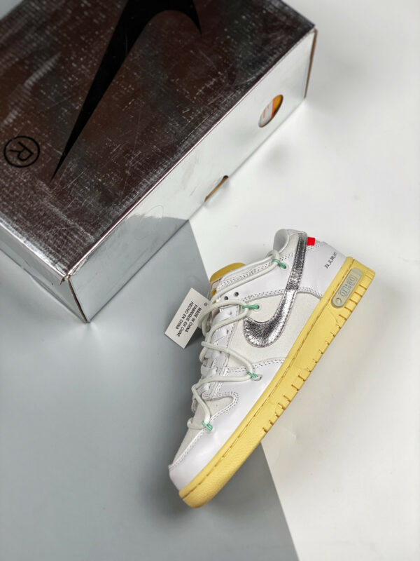 Off-White x Nike Dunk Low 01 of 50 White Silver Gum For Sale