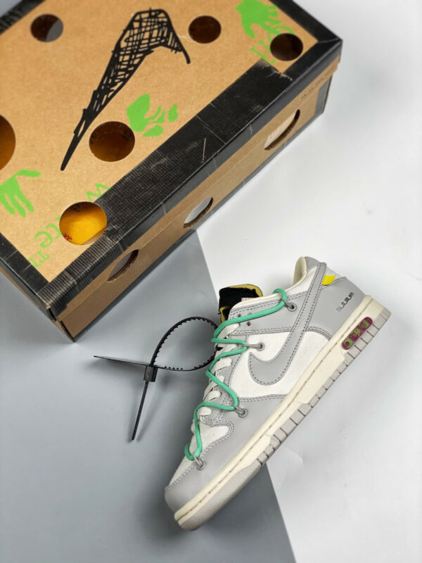 Off-White x Nike Dunk Low 04 of 50 Sail Grey Black For Sale