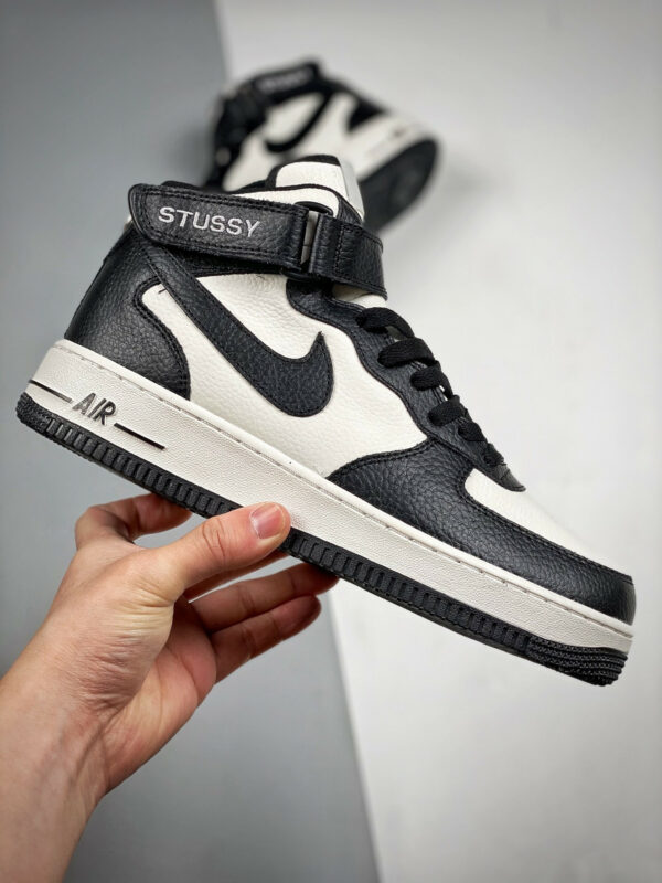 Stussy x Nike Air Force 1 Mid White Black DJ7840-002 For Sale